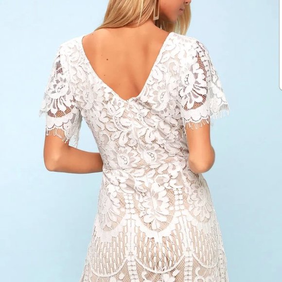 Lulu's Pearson White Lace Short Sleeve dress - Picture 6 of 6